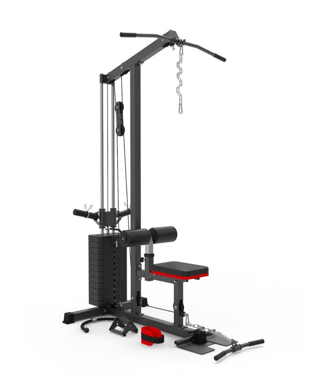 Trojan Lat Pull Down   Low Pulley Machine 70 Kg Stack + Bull Horns 