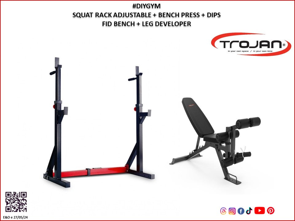 Squat Rack BodyWorx L315SR Trojan FID 350 Bench Leg Extension Trojan Fitness